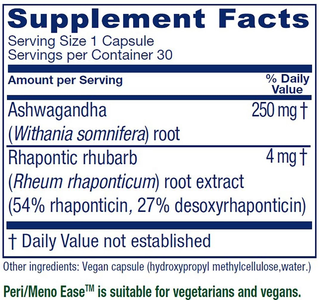 Vitanica Peri/Meno Ease capsules showing slow-release design for steady bioavailability