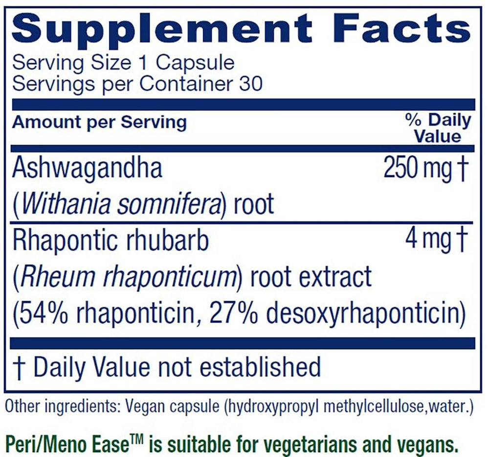 Vitanica Peri/Meno Ease capsules showing slow-release design for steady bioavailability