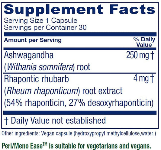 Vitanica Peri/Meno Ease capsules showing slow-release design for steady bioavailability