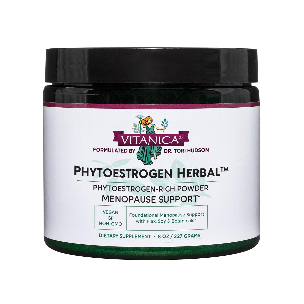 Vitanica Phytoestrogen Herbal bottle label showing non-GMO formula and product name