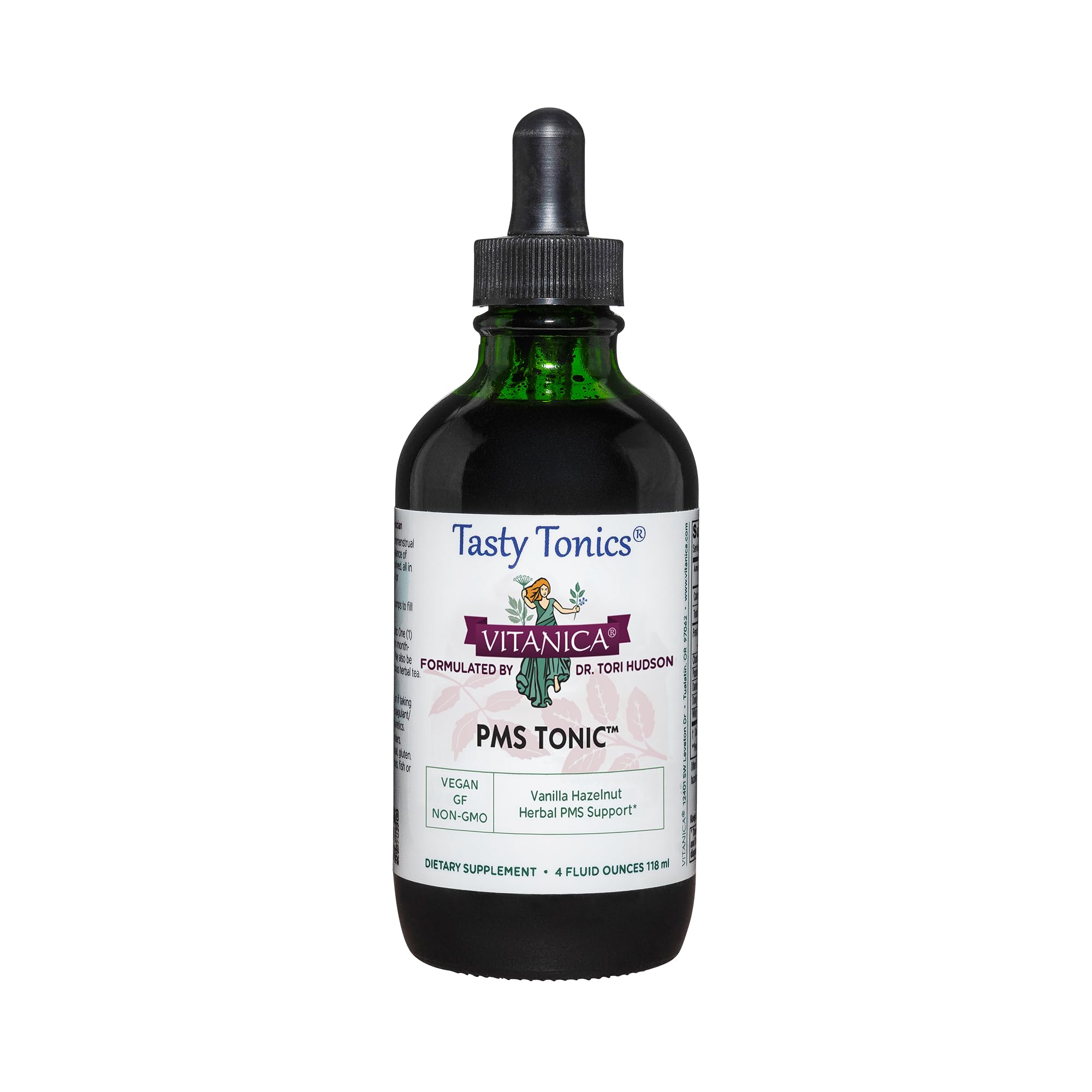 Vitanica PMS Tonic bottle front showing label for PMS support.