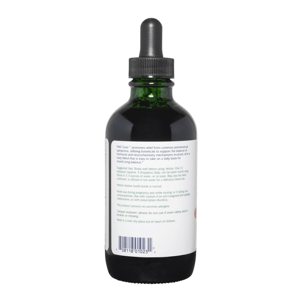 Vitanica PMS Tonic box packaging shows vegan, gluten-free formulation.