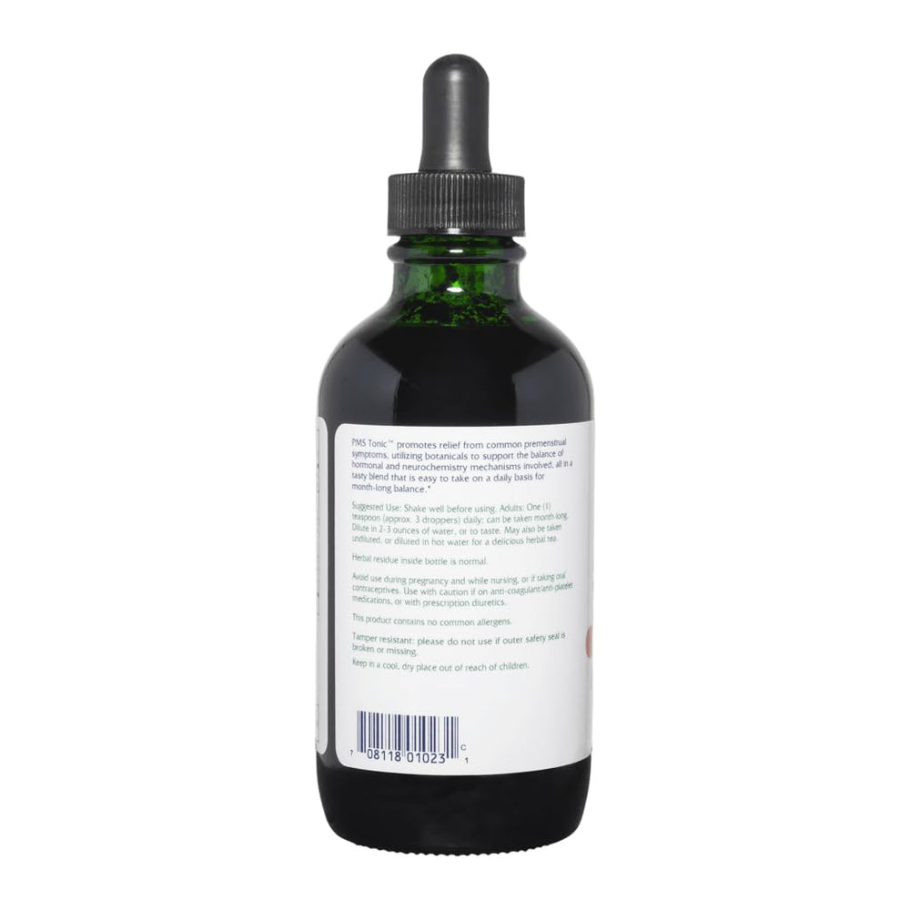 Vitanica PMS Tonic box packaging shows vegan, gluten-free formulation.