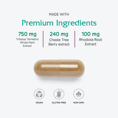 Vitanica Pregnancy Prep ovulation botanicals feature chaste tree and tribulus for potential support.