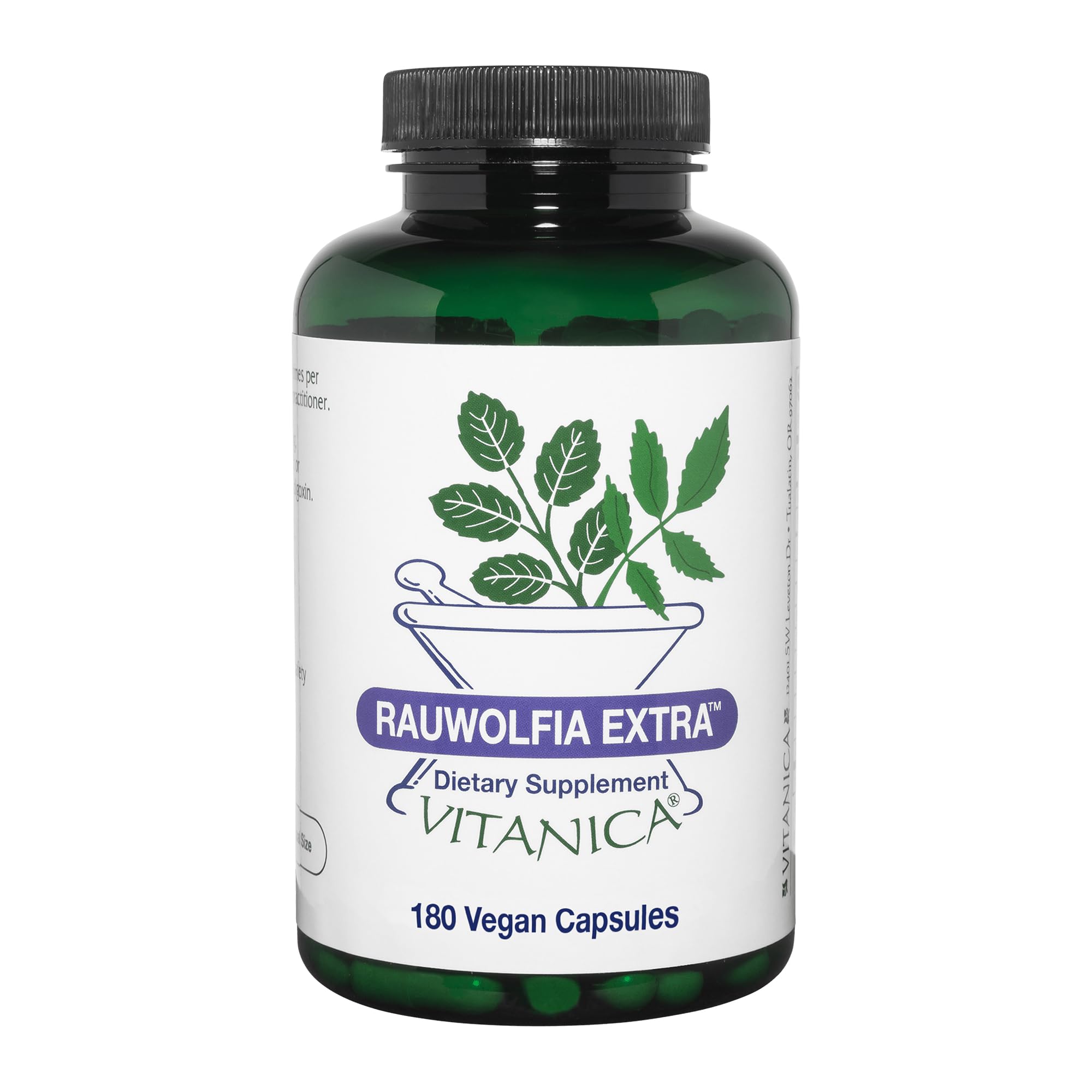 Vitanica Rauwolfia Extra bottle with capsules for potential cardiovascular support and daily wellness.