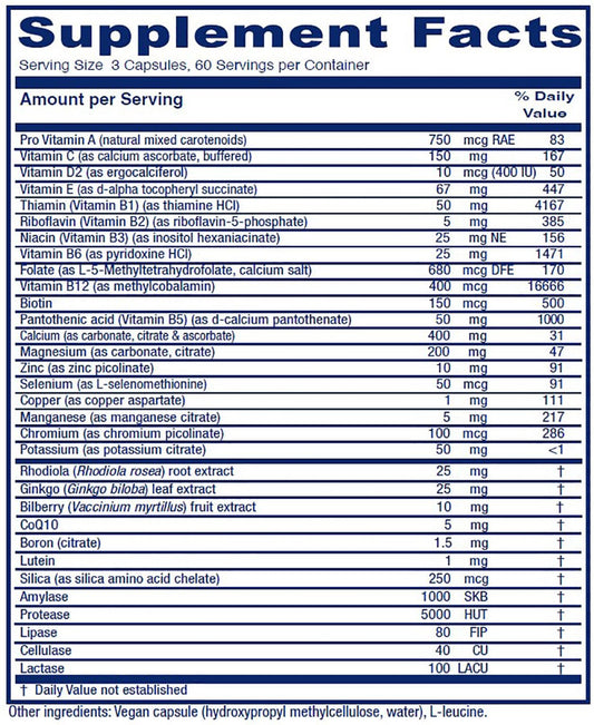 Close-up of Vitanica Senior Symmetry capsules highlighting premium nutrient forms.