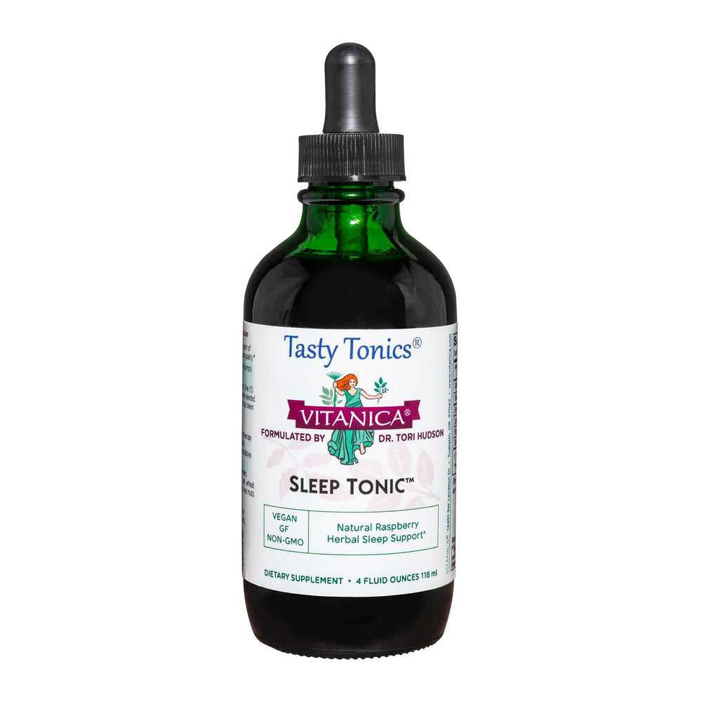 Vitanica Sleep Tonic bottle pour supports calm evenings and easier wind-down.