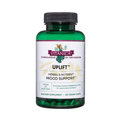 Vitanica Uplift bottle front for daily mood support.