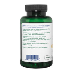 Vitanica Uplift bottle front features branding and vegan formulation for emotional balance.