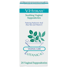Vitanica V-Hydrate packaging close-up highlighting vegan hydration and comfort.