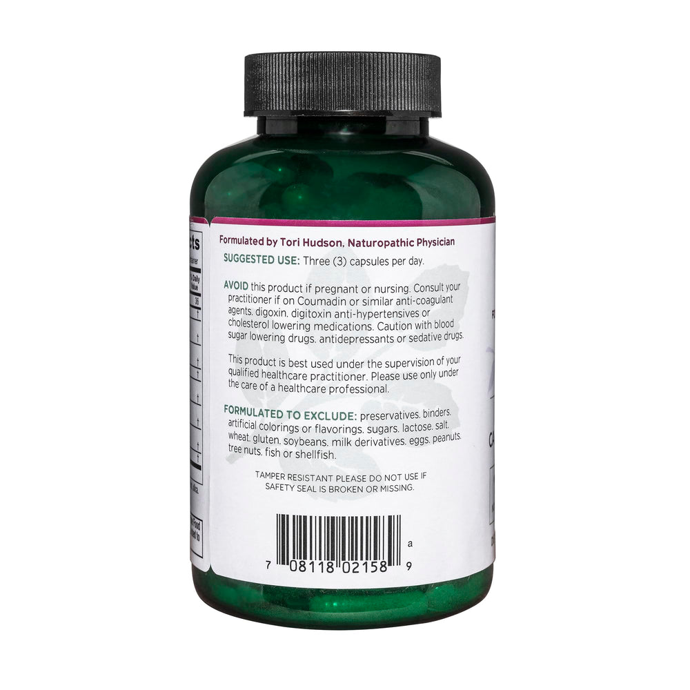 Vitanica VasoBlend capsules closeup highlighting vegan heart health formula.