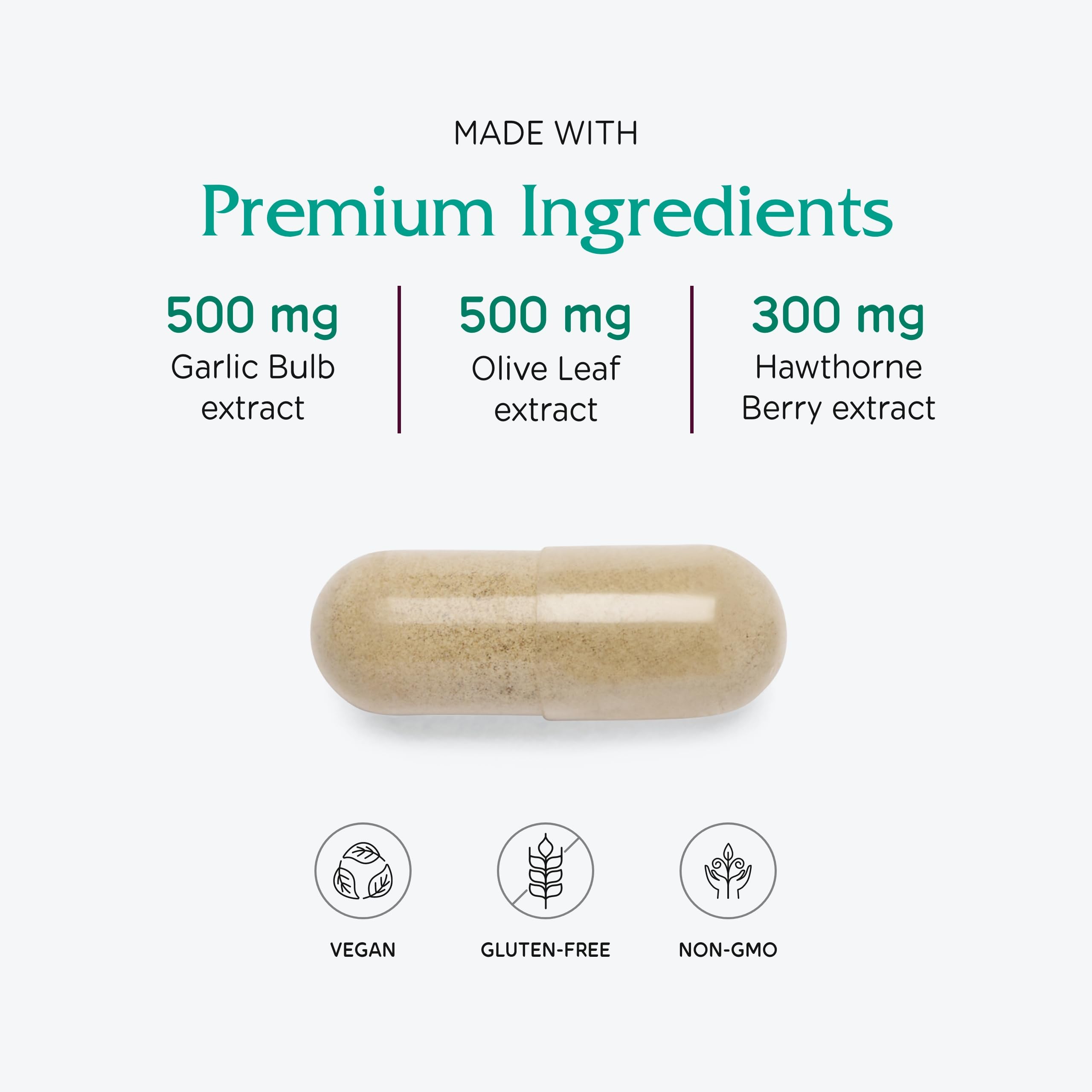 Vitanica VasoBlend olive leaf closeup emphasizes natural botanicals for cardiovascular care.