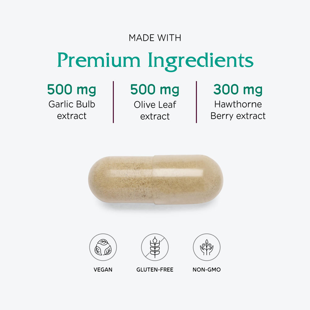 Vitanica VasoBlend olive leaf closeup emphasizes natural botanicals for cardiovascular care.