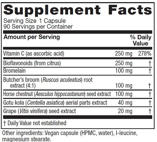 Vitanica VeinoBlend bottle back view lists vegan ingredients for transparency.