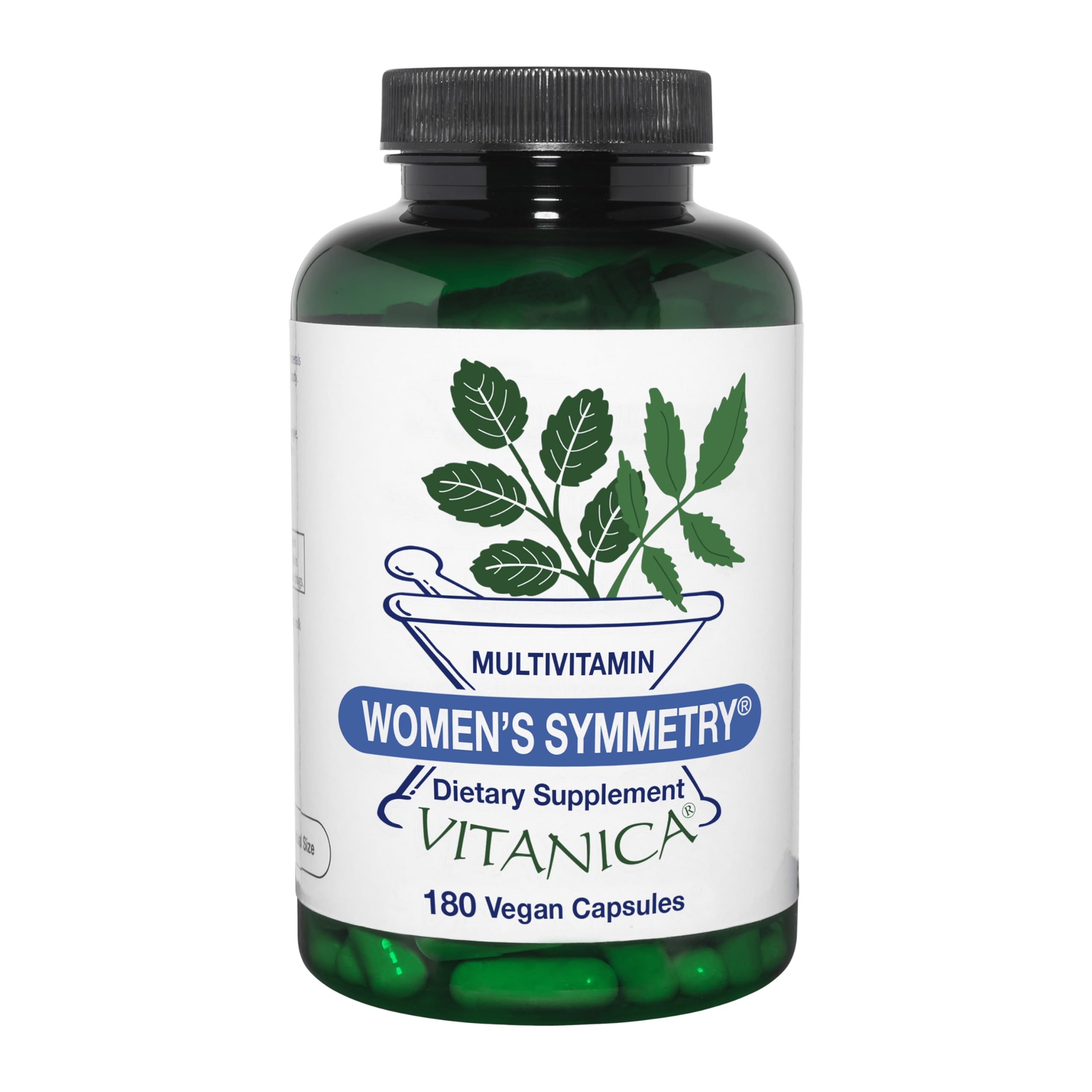 Vitanica Women's Symmetry bottle front supports balanced wellness for daily use.