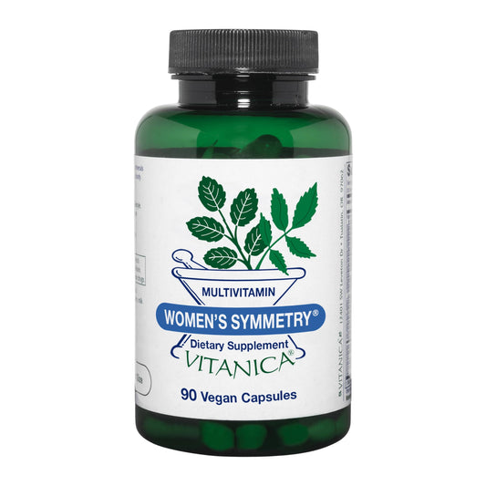 Vitanica Women's Symmetry bottle front view supports daily wellness