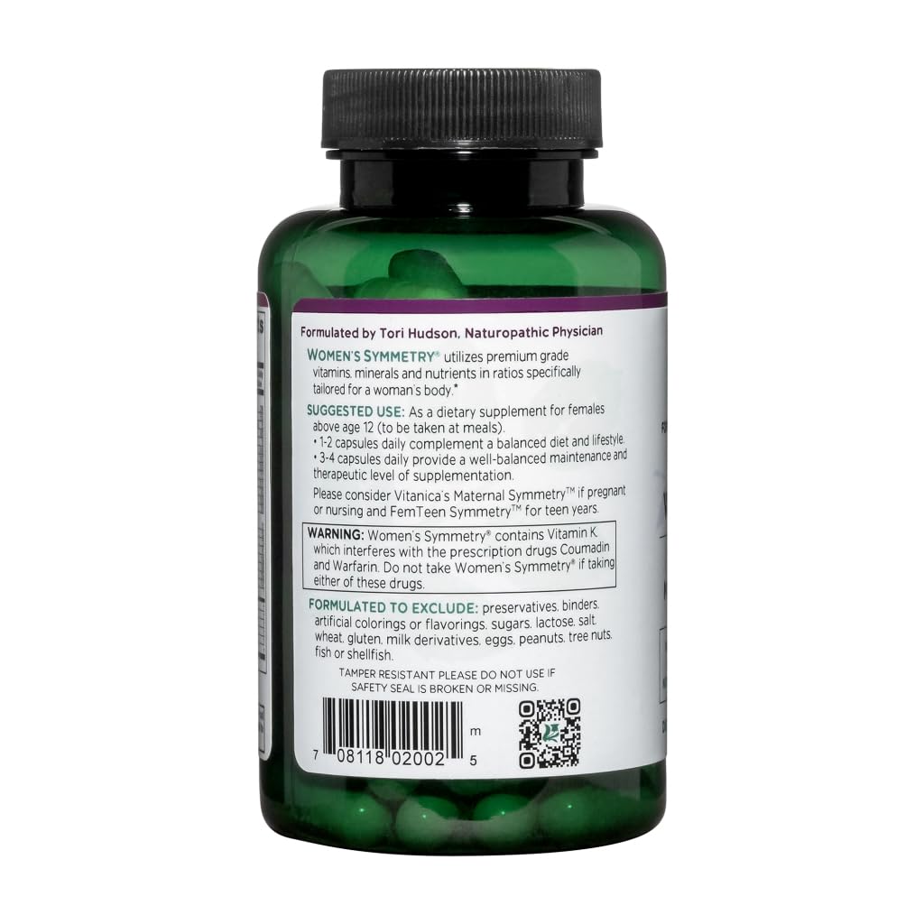 Vitanica Women's Symmetry label closeup with clean ingredients