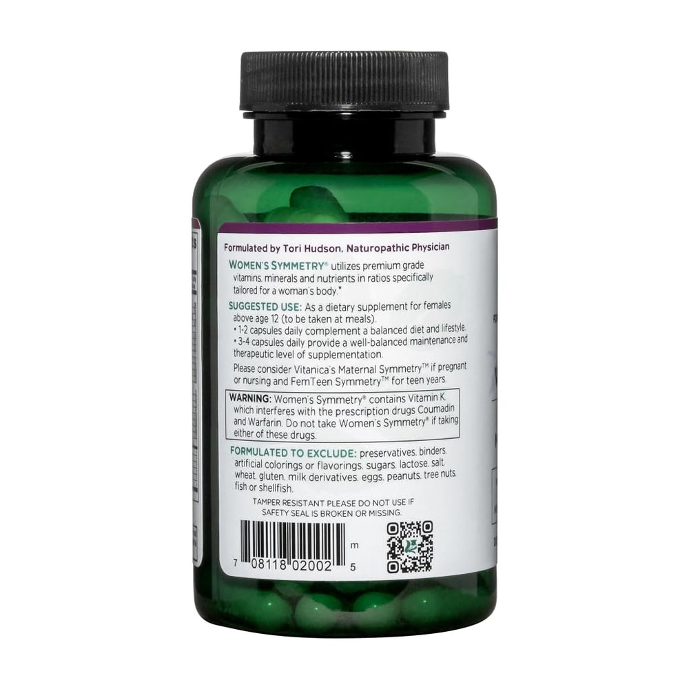Vitanica Women's Symmetry label closeup with clean ingredients