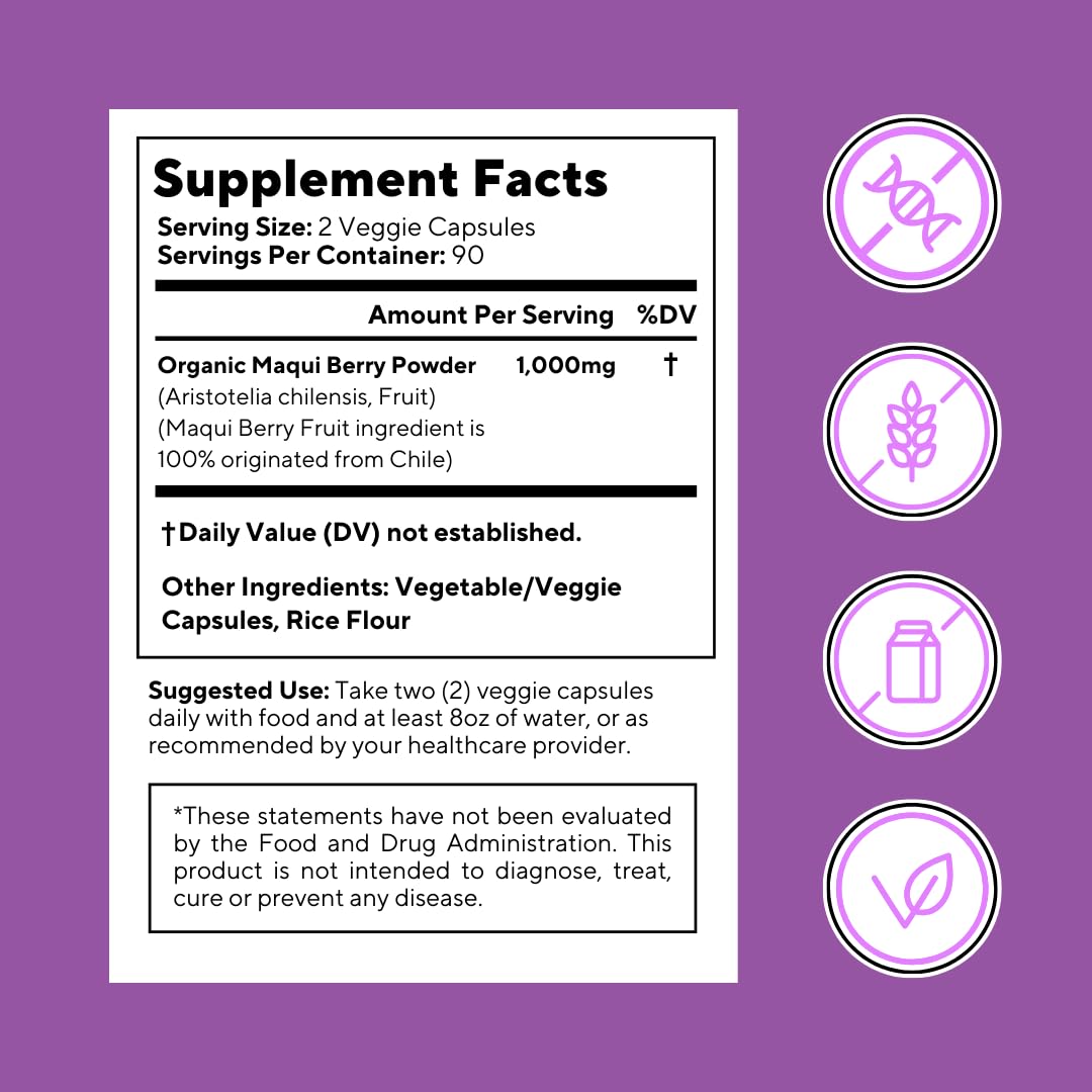 Vitapia Maqui Berry capsules in hand imply easy on-the-go use.