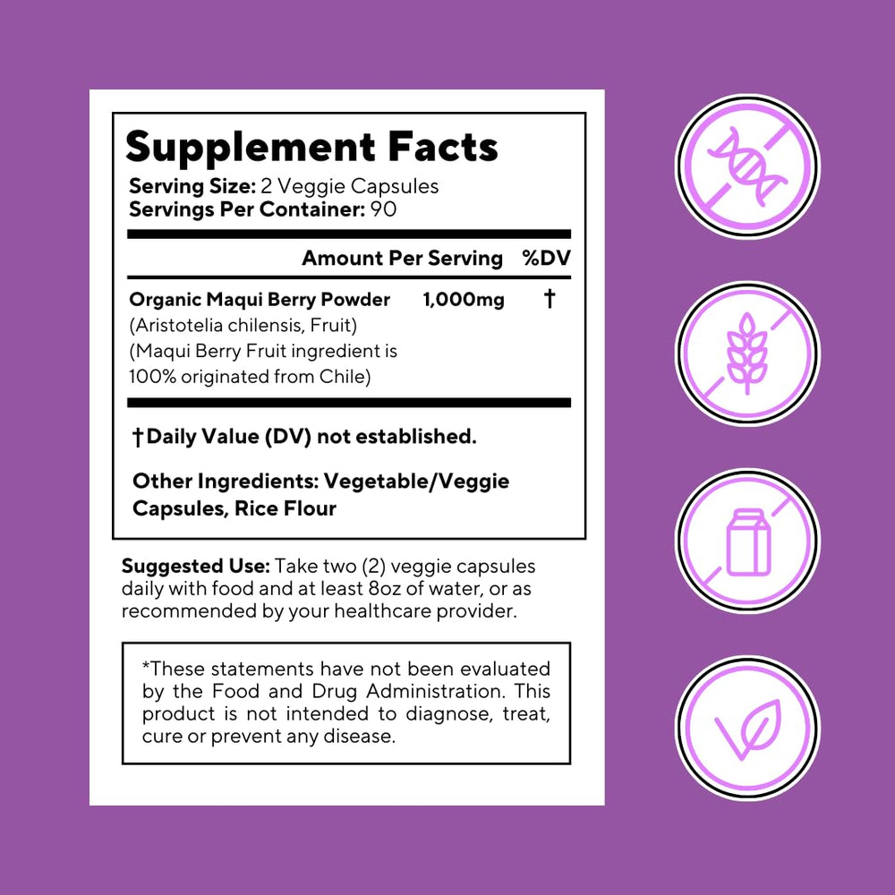 Vitapia Maqui Berry capsules in hand imply easy on-the-go use.