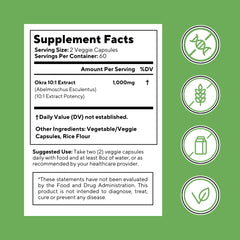 Nutrition facts panel for Vitapia Okra Extract supplement