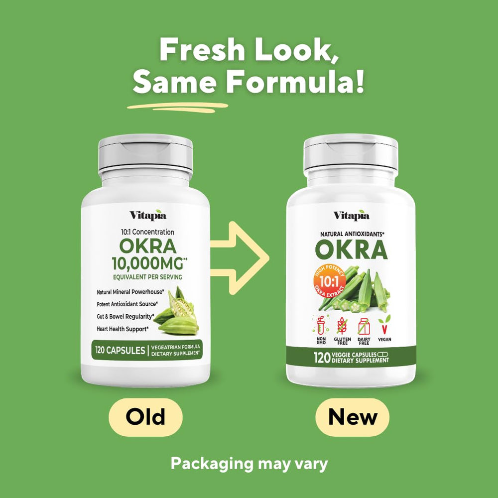 Vitapia Okra Extract packaging highlights 10:1 extract