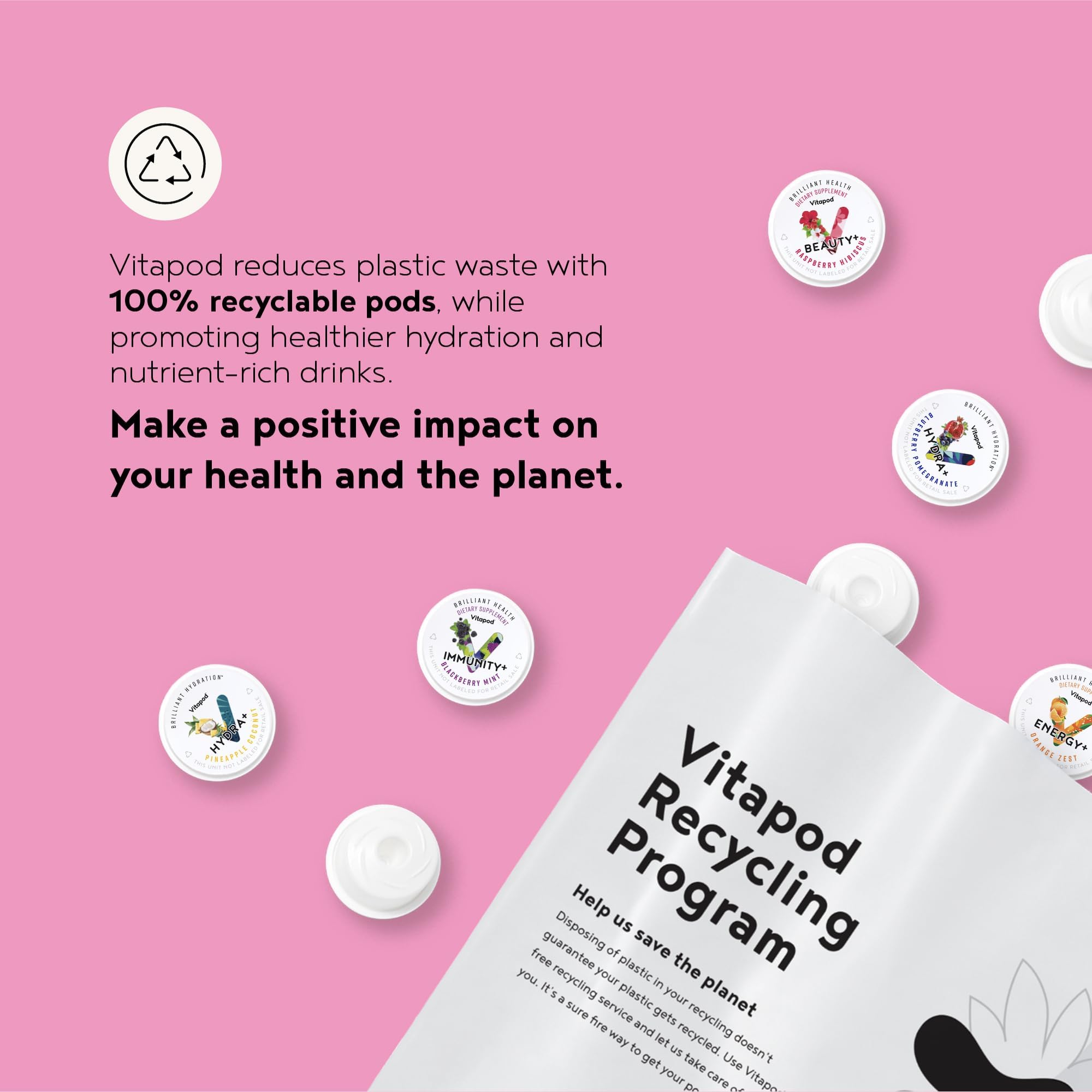 Vitapod Zero-sugar hydration mix with electrolytes and vitamins.