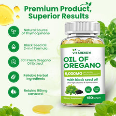 Close-up of VITARENEW oregano oil softgel.