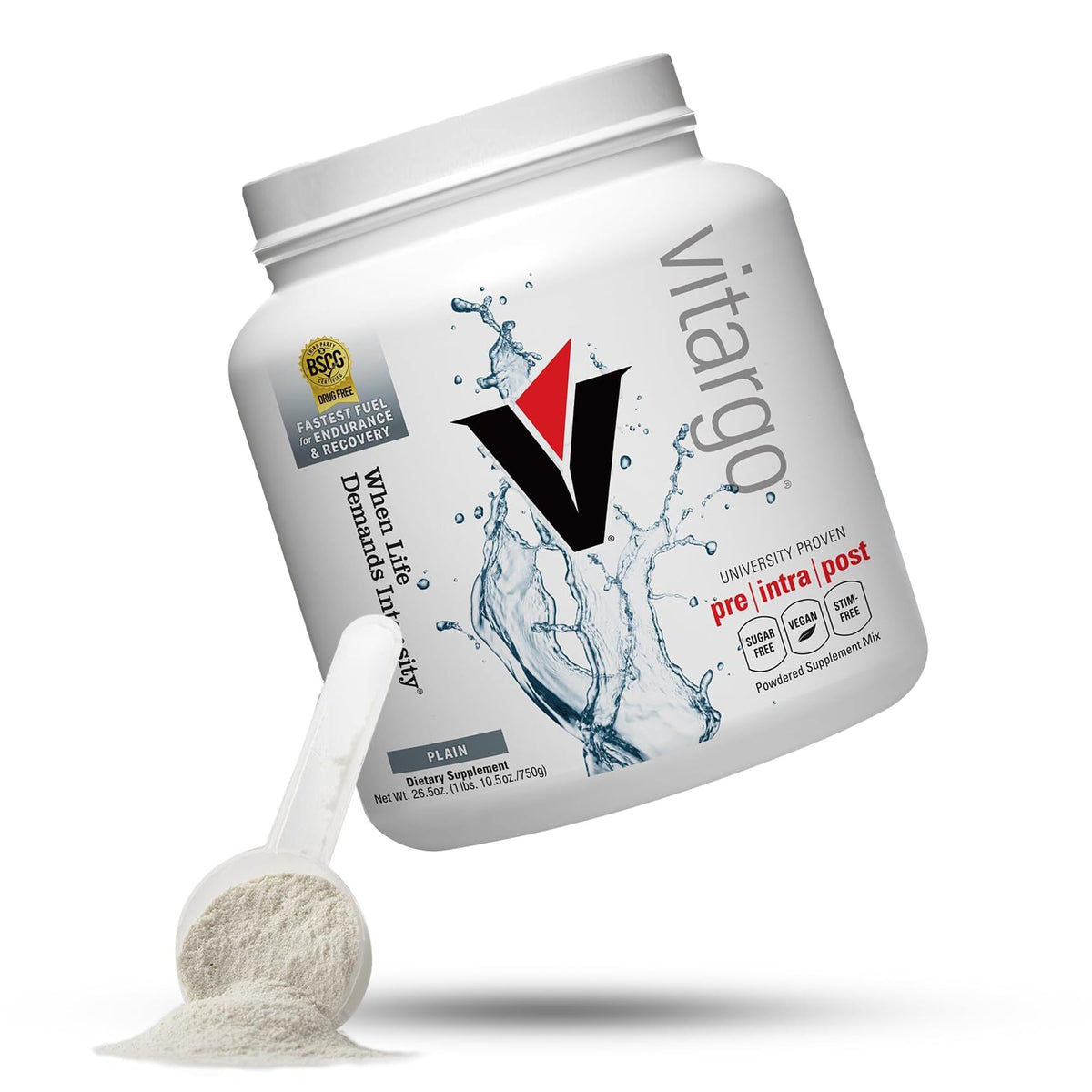 Vitargo carbohydrate powder bottle for endurance fueling.