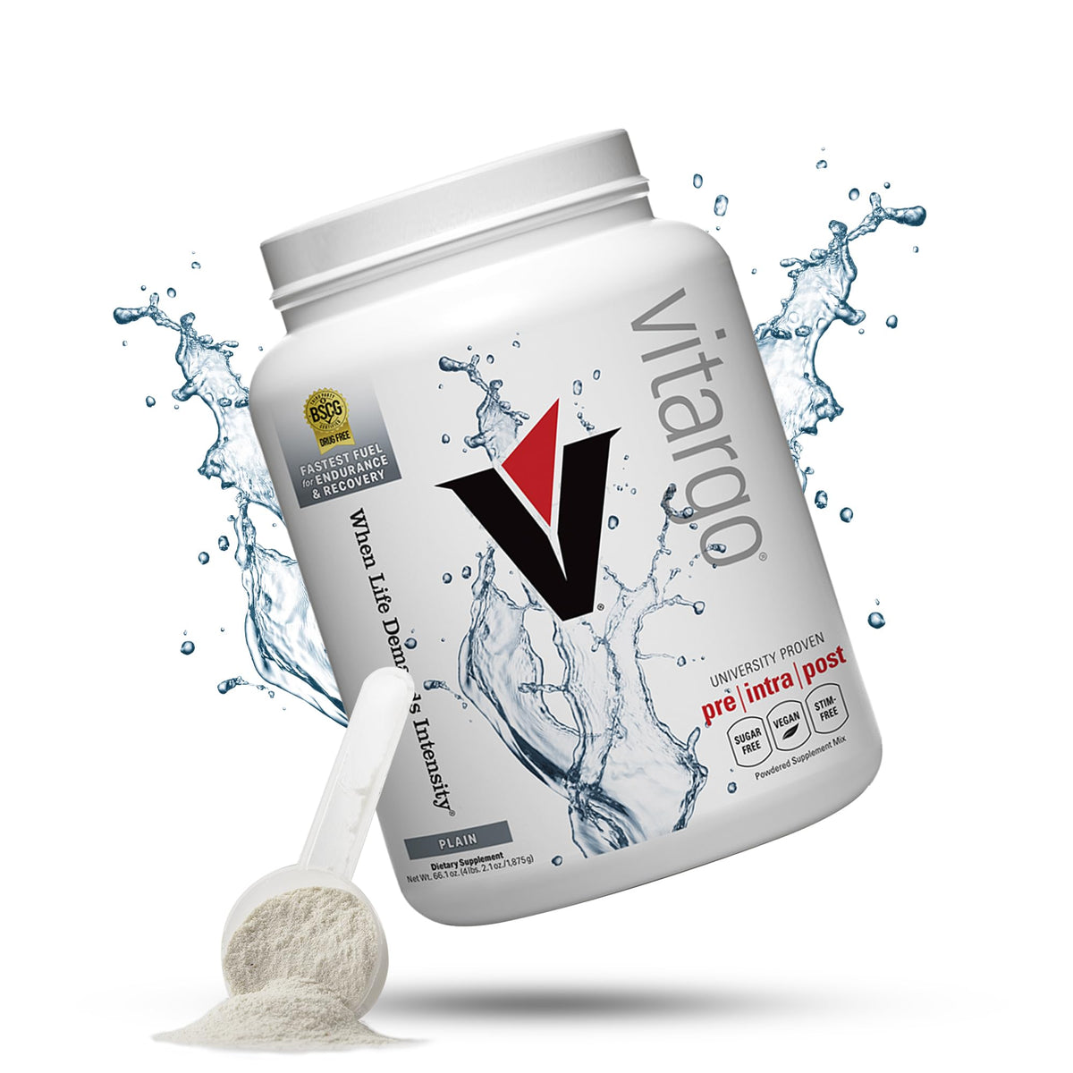 Vitargo carbohydrate powder bottle showing fast absorption for training sessions
