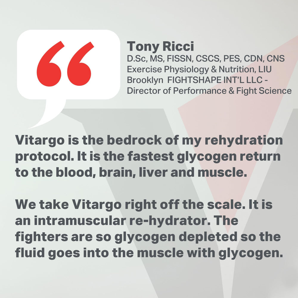 Vitargo carbohydrate powder in shaker ready for post-workout recovery.