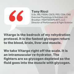 Vitargo carbohydrate powder in shaker ready for post-workout recovery.