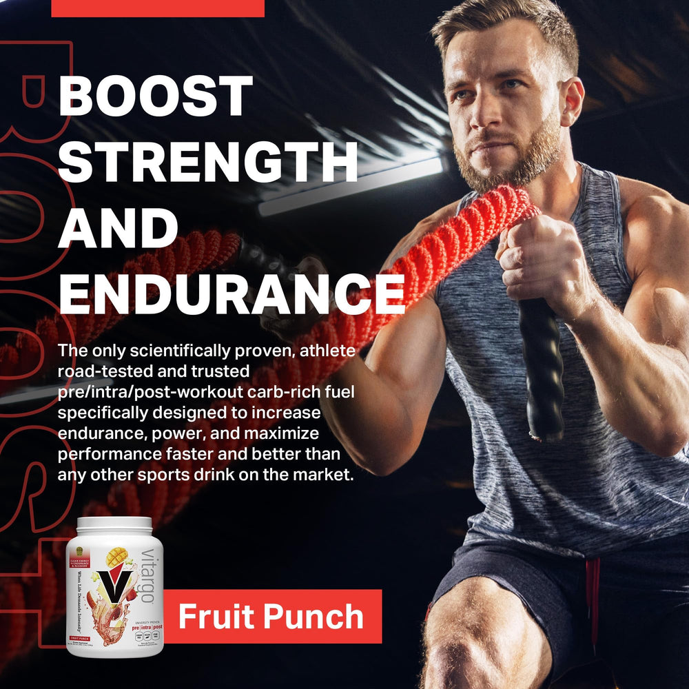 Vitargo drink in glass highlights sugar-free formula ideal for training sessions