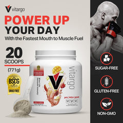 Vitargo Fruit Punch tub side view showing packaging and label