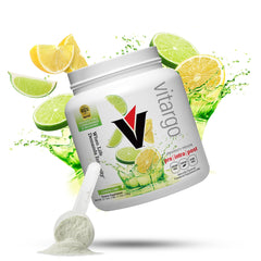 Vitargo lemon-lime tub with label highlighting fast glycogen support after workouts.