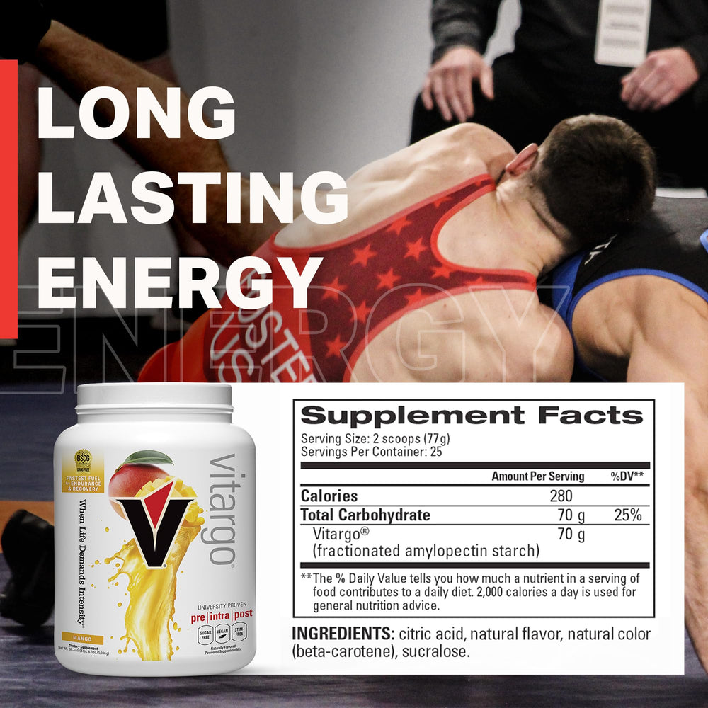 Vitargo Mango muscle glycogen support helps refill stores after demanding sessions.