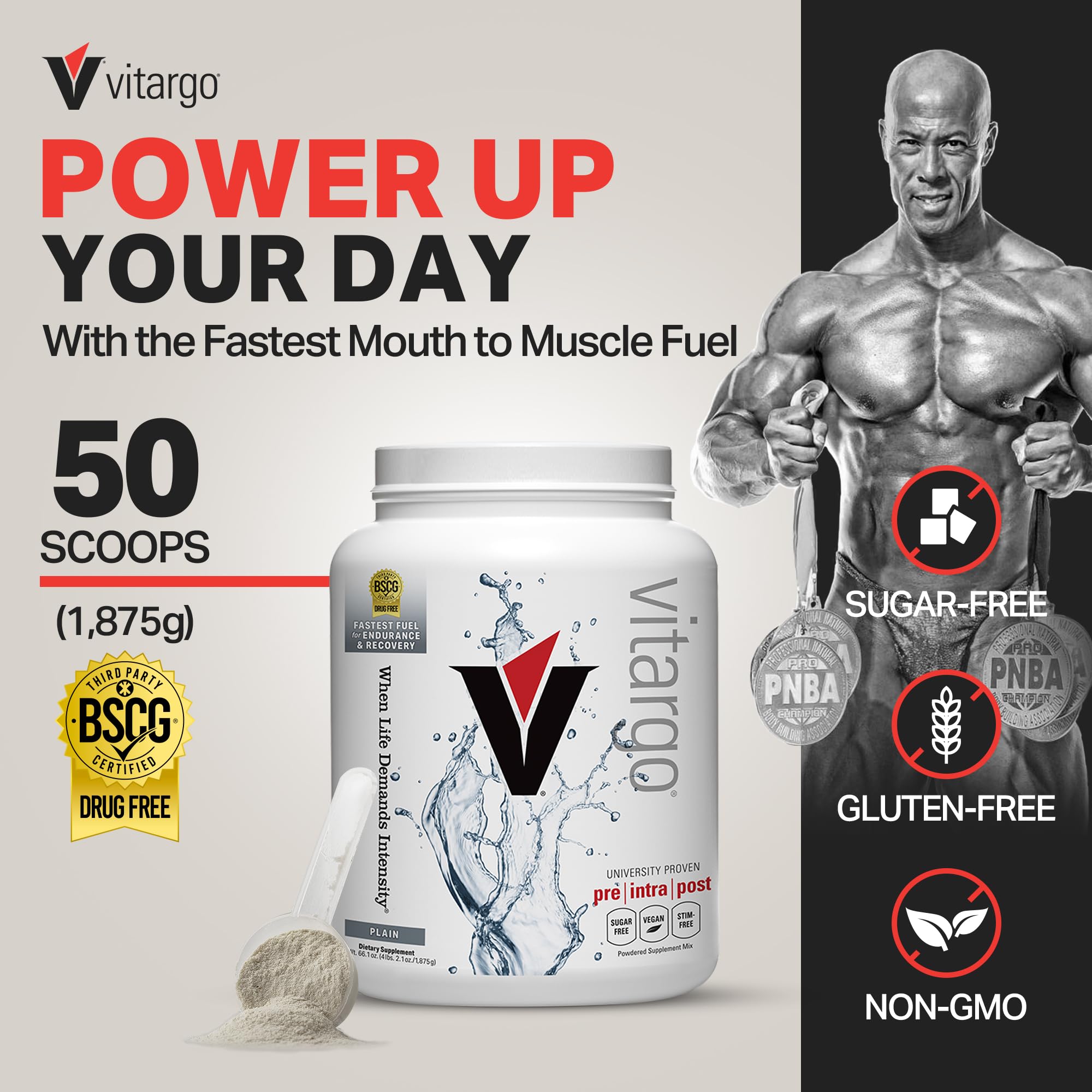 Vitargo powder dissolving in water for quick intra-workout fueling