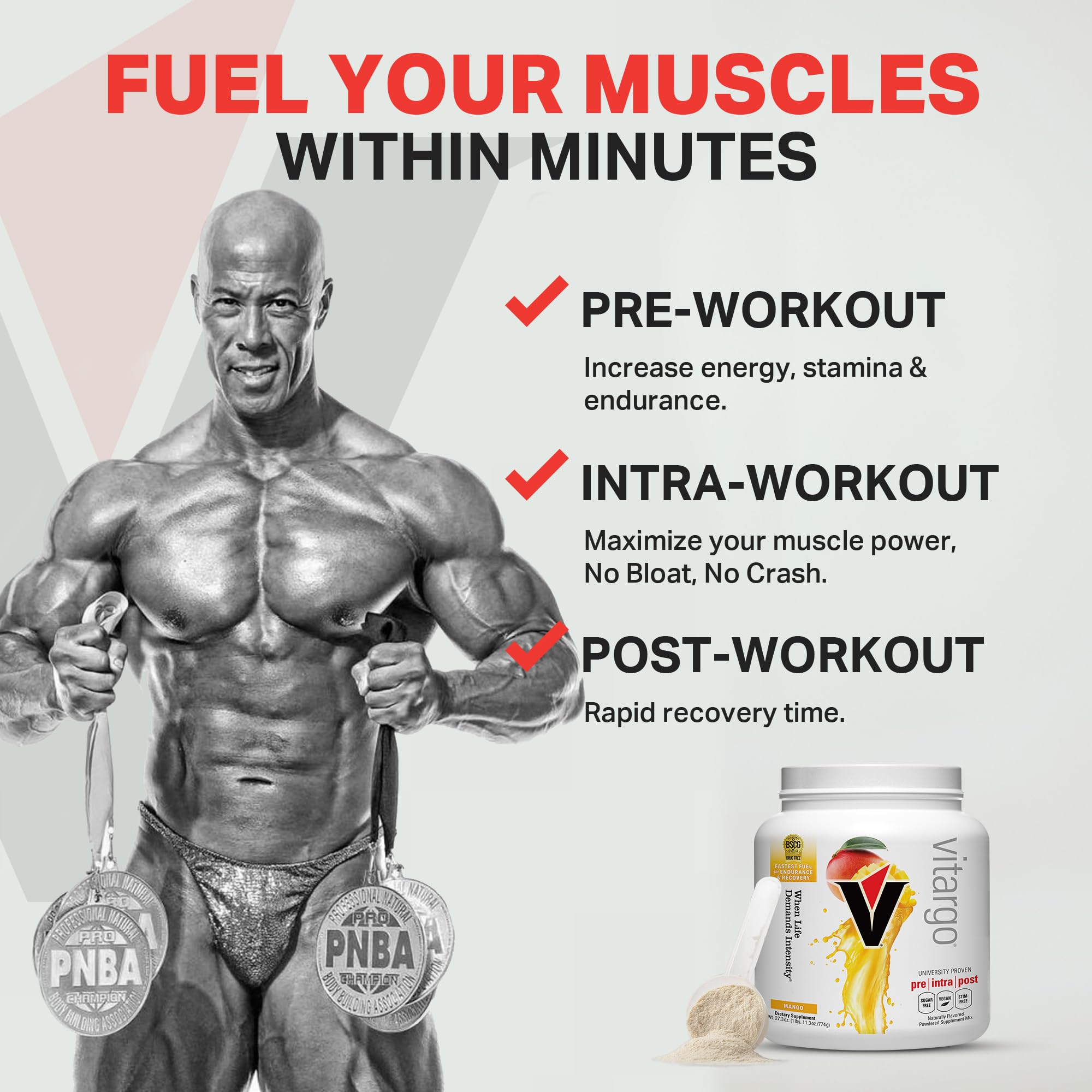 Vitargo shaking with water for quick energy during workouts.