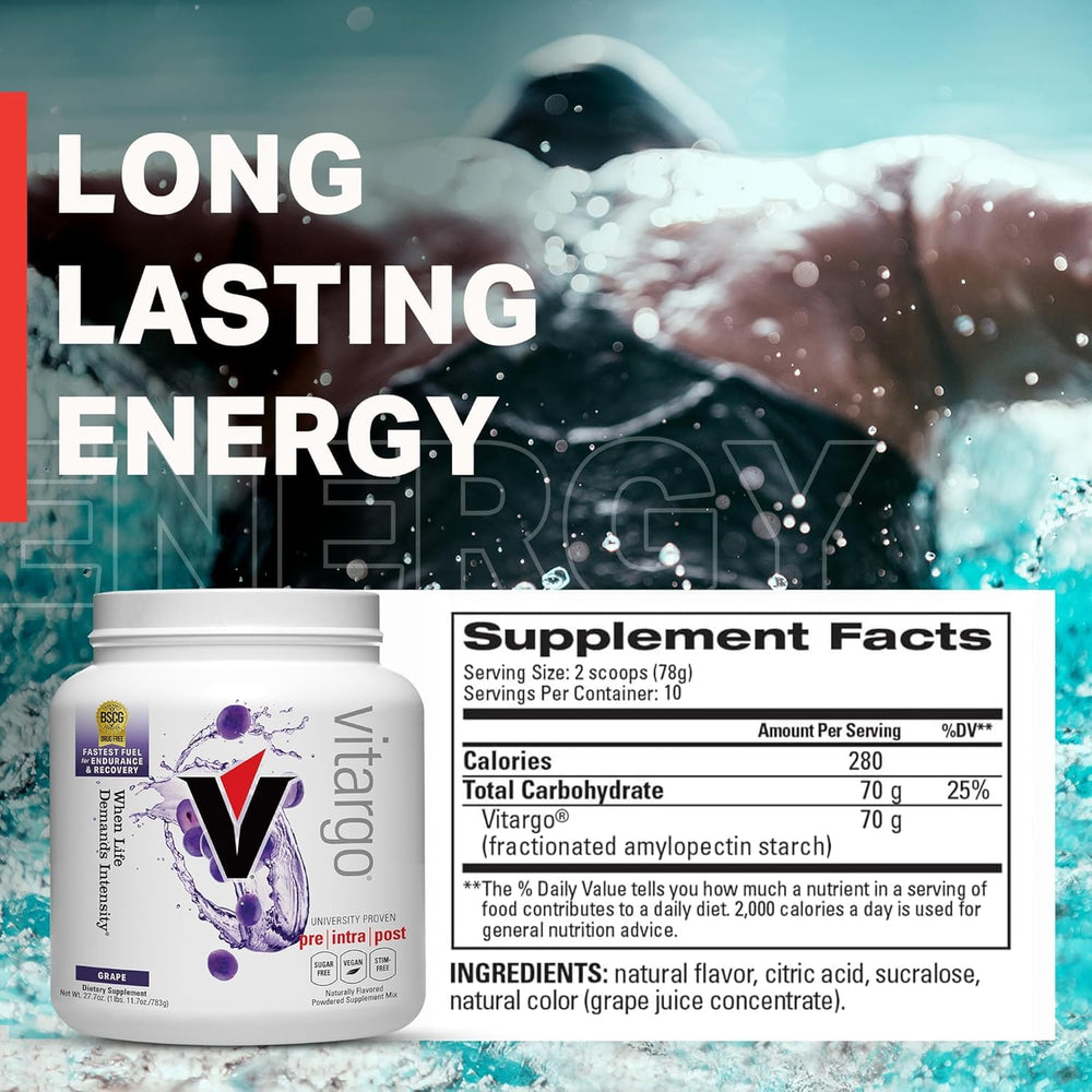 Vitargo vegan and gluten-free certification badge on packaging