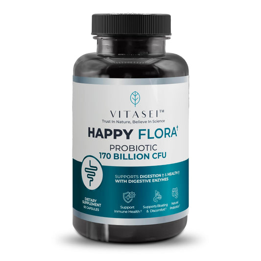 VITASEI Happy Flora bottle front for daily gut comfort