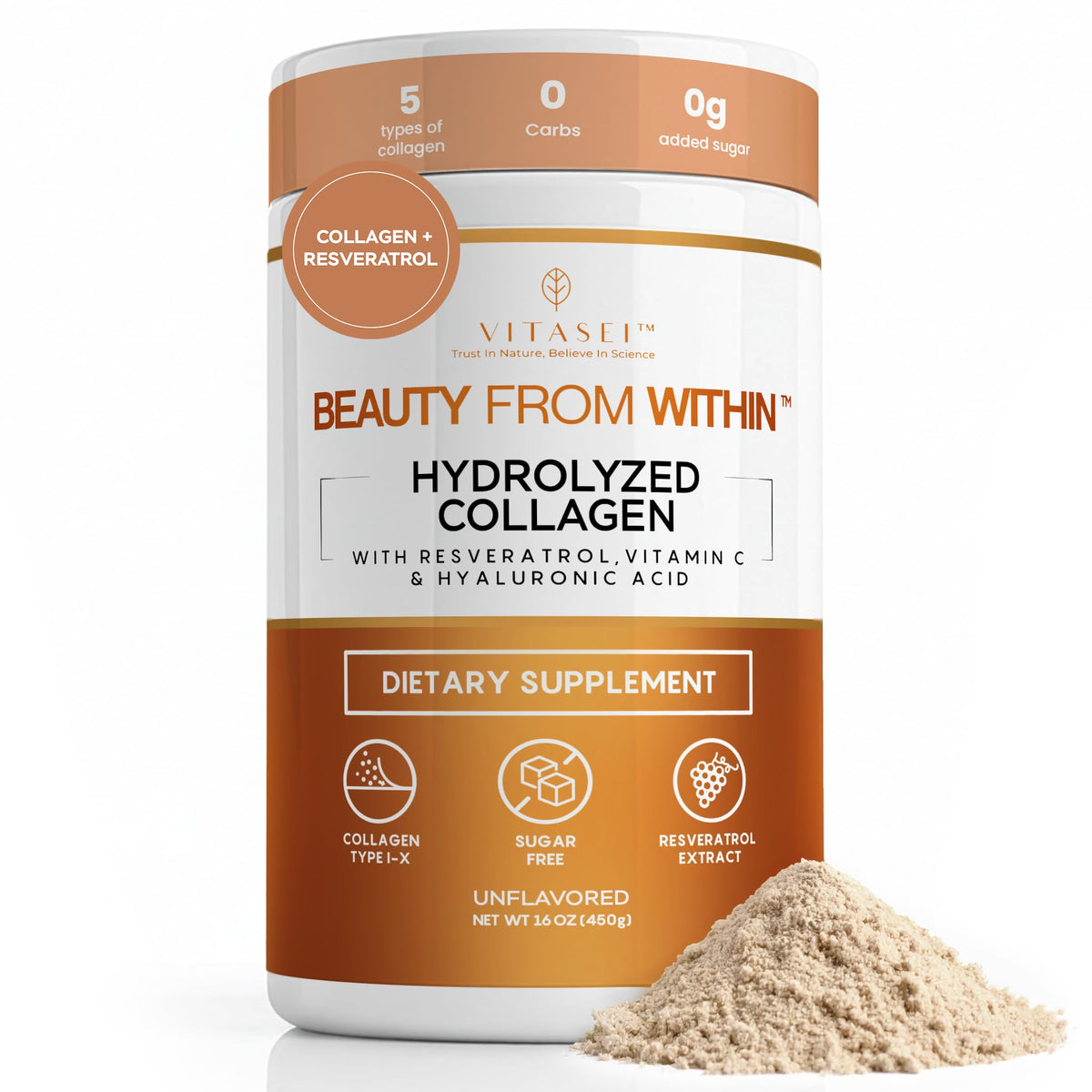 VITASEI hydrolyzed collagen bottle for daily beauty and joint support