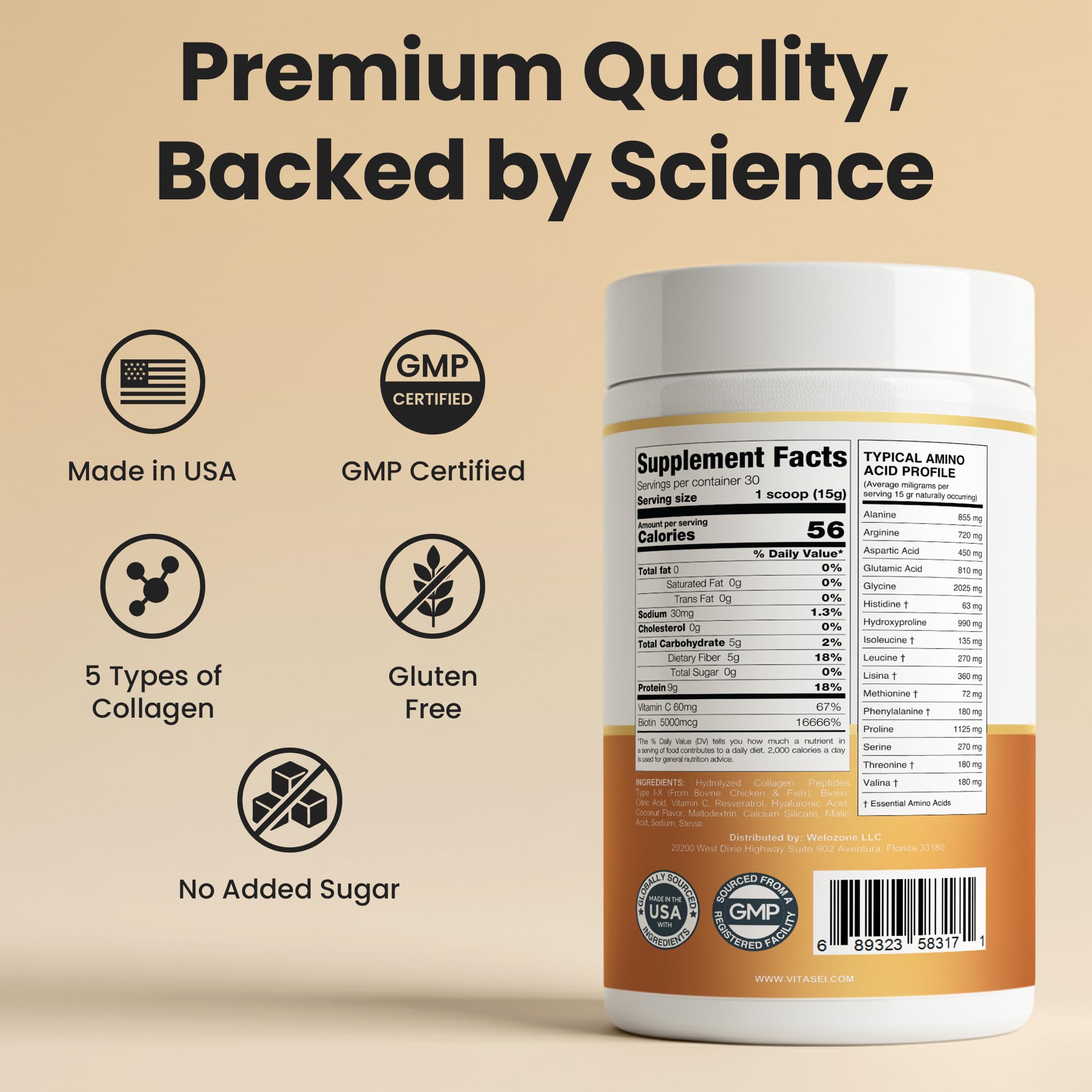 VITASEI collagen powder added to a smoothie for versatility
