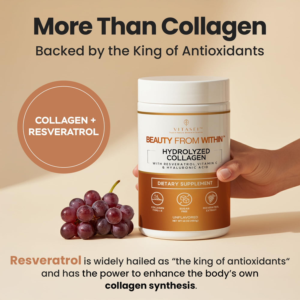 VITASEI unflavored collagen powder tub ready to blend into drinks