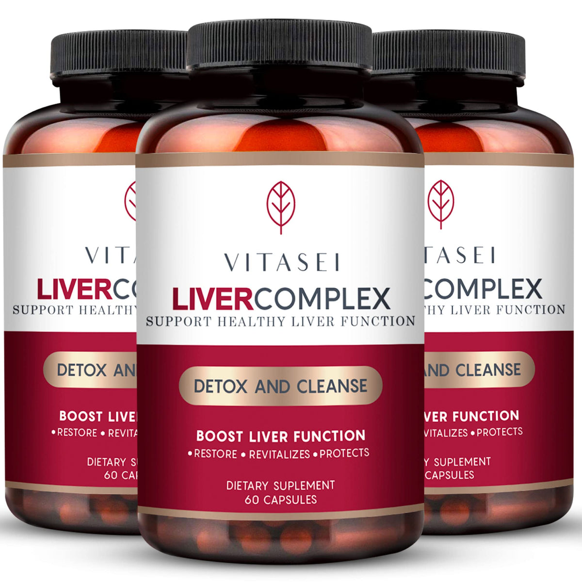 VITASEI Liver Cleanse bottle front view supports daily vitality and overall wellness.