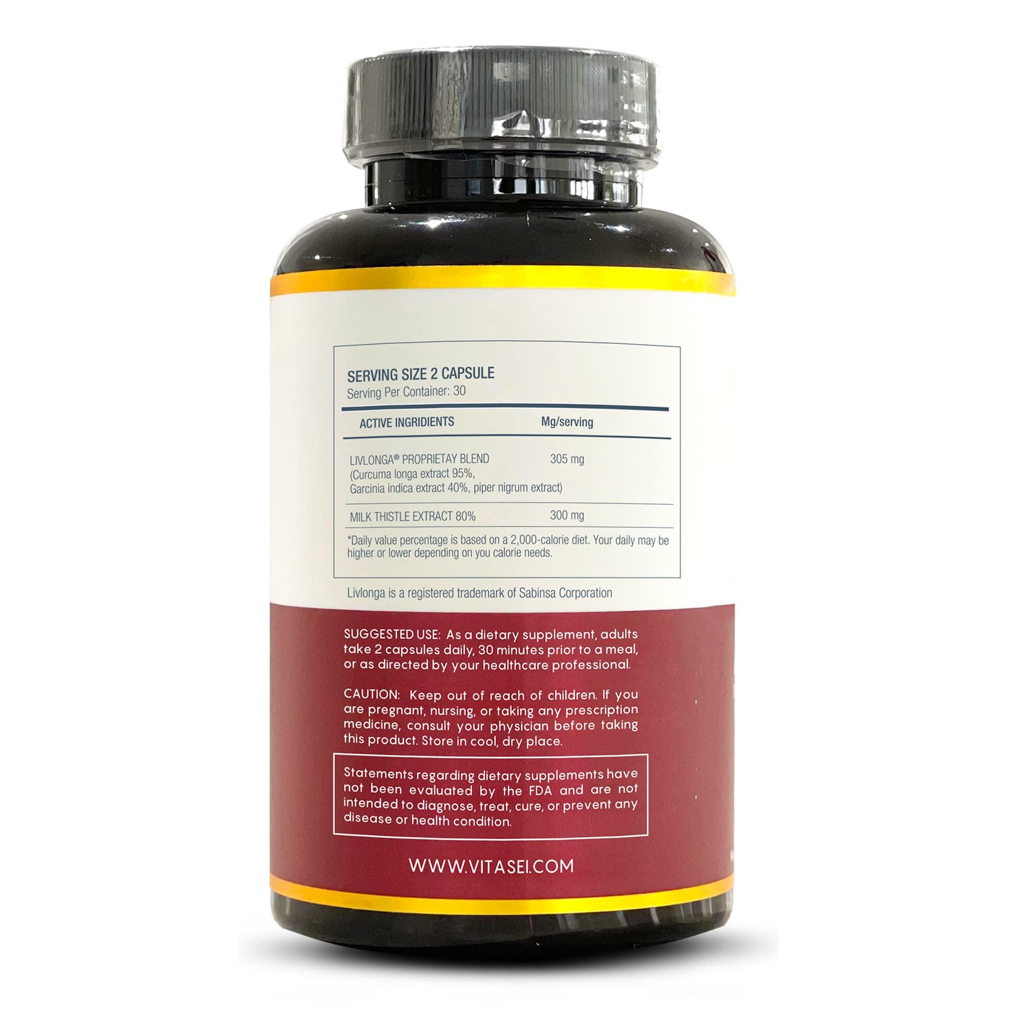 VITASEI Liver Cleanse label close-up highlights milk thistle and herbal blend for reliable daily support.