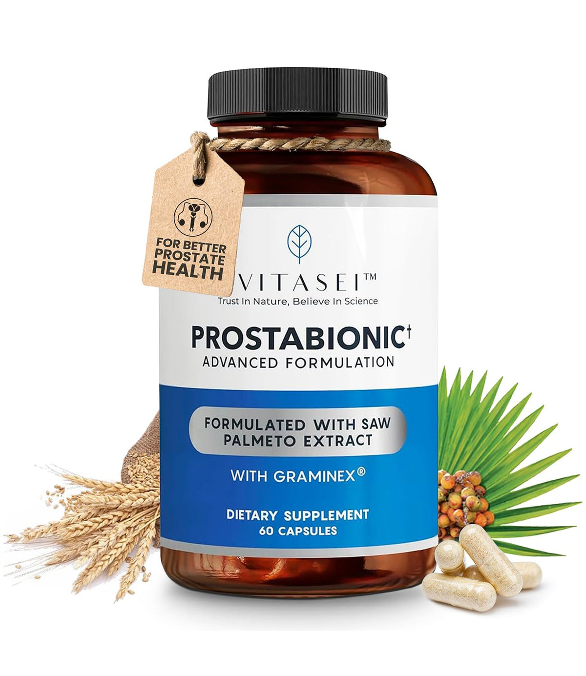 VITASEI Prostabionic bottle being poured for daily bladder support.