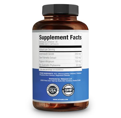 VITASEI Prostabionic capsules close-up, highlighting non-GMO, filler-free formula.