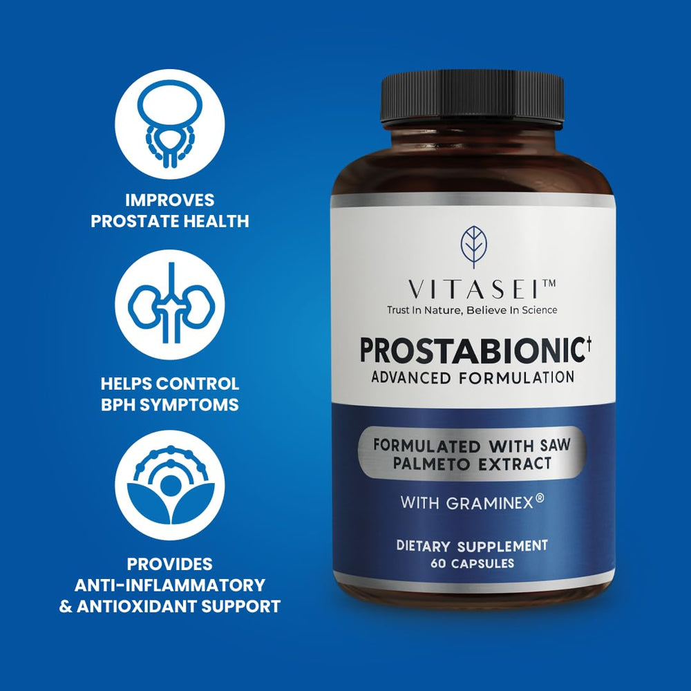VITASEI Prostabionic label on packaging shows allergen-free ingredients.
