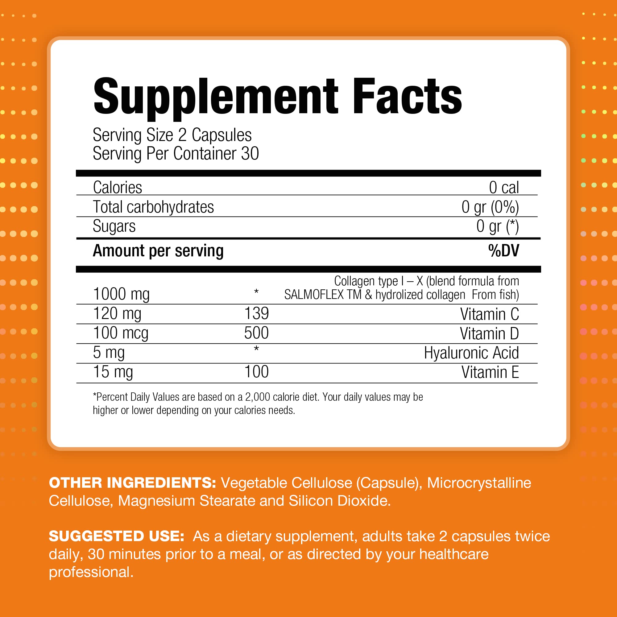VITASEI Salmoflex label details highlighting ingredients and bottle size.