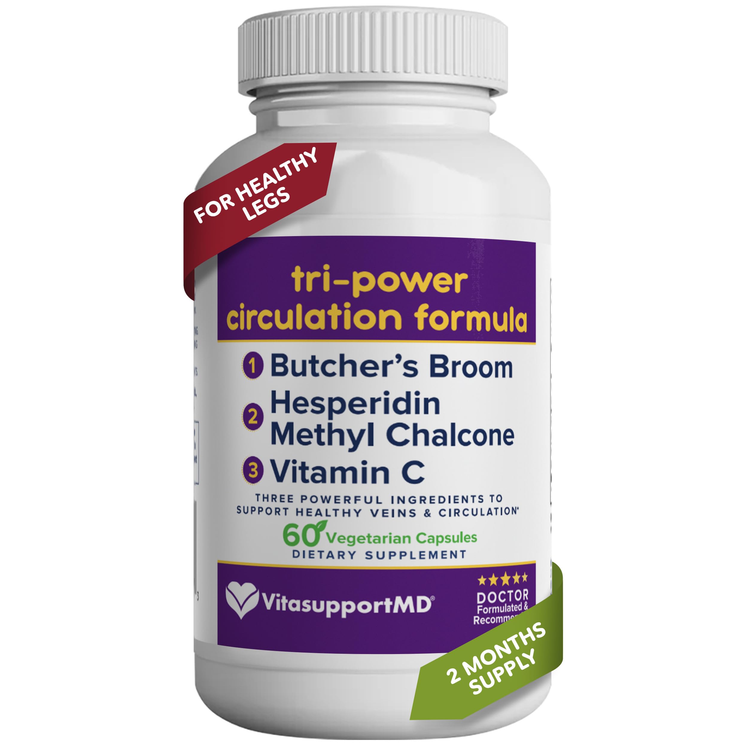 VITASUPPORTMD Tri-Power bottle front showing product for leg circulation support